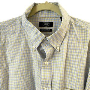 Berkley‎ Jensen Yellow Blue Plaid Wrinkle Free Stretch Cotton Button Down XL